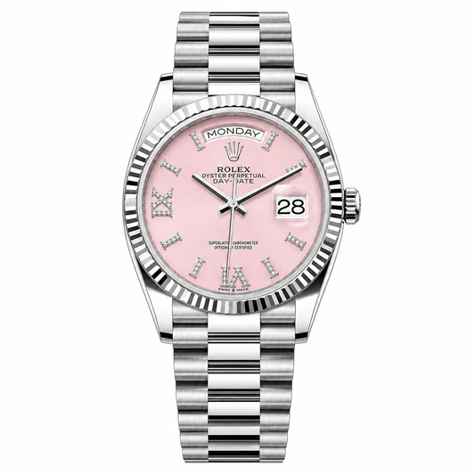 Rolex Day-Date Pink Dial Silver President 36mm