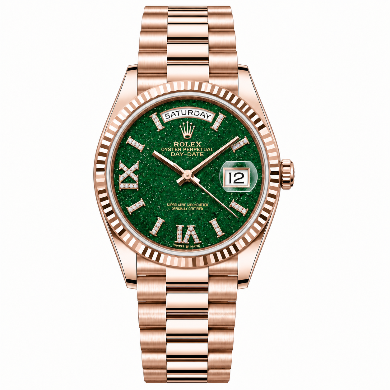Rolex Day-Date Green Stone Dial Rose Gold President 36mm