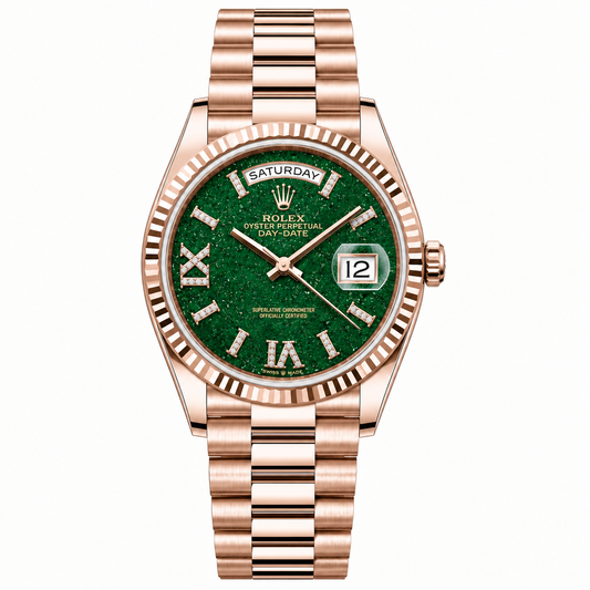 Rolex Day-Date Green Stone Dial Rose Gold President 36mm
