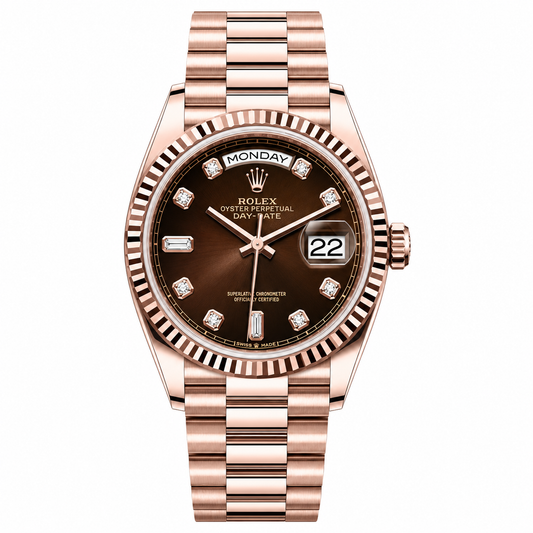 Rolex Day-Date Chocolate Diamond Dial Rose Gold President 36mm