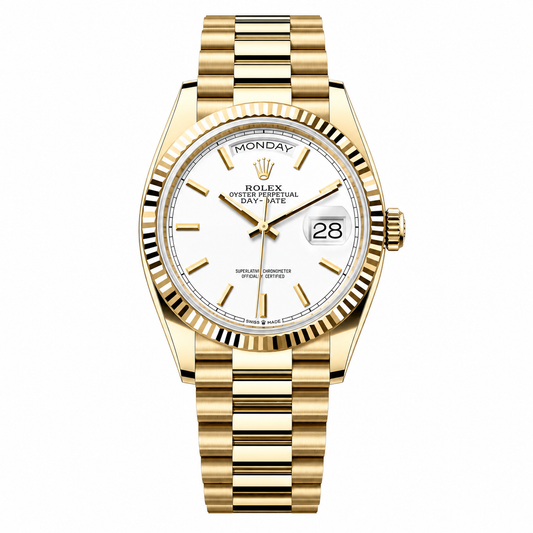 Rolex Day-Date White Dial Gold President 36mm
