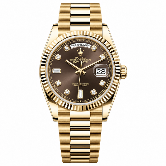 Rolex Day-Date Chocolate Diamond Dial Gold President 36mm
