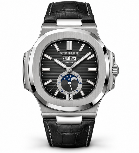 Patek Philippe Nautilus Annual Calendar Moonphase Leather Strap