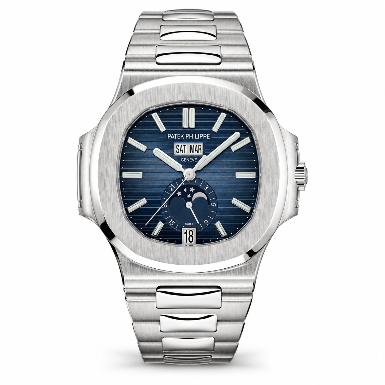 Patek Philippe Nautilus Annual Calendar Moonphase Blue Dial