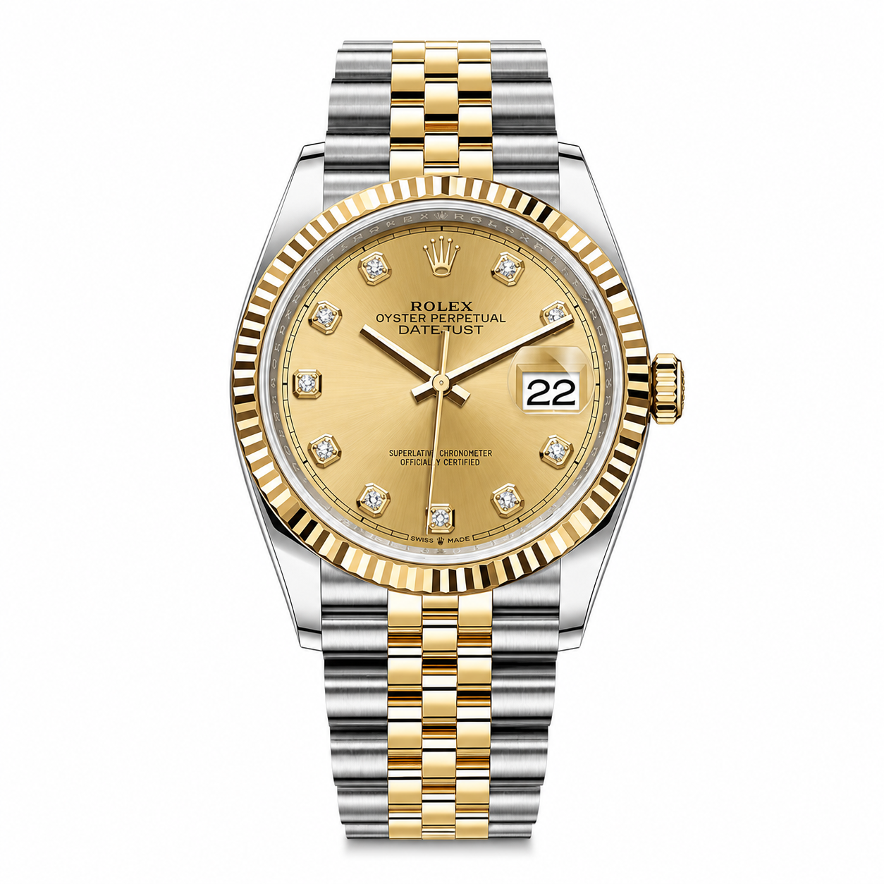 Rolex Datejust 36mm Two-Tone Yellow Diamonds Dial Jubilee