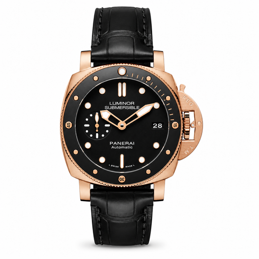 Panerai Luminor Submersible Oro Rosso Black Leather Strap 44MM