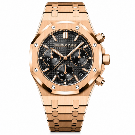 Audemars Piguet Royal Oak Chronografh Watch Everose Gold Black Dial 41mm