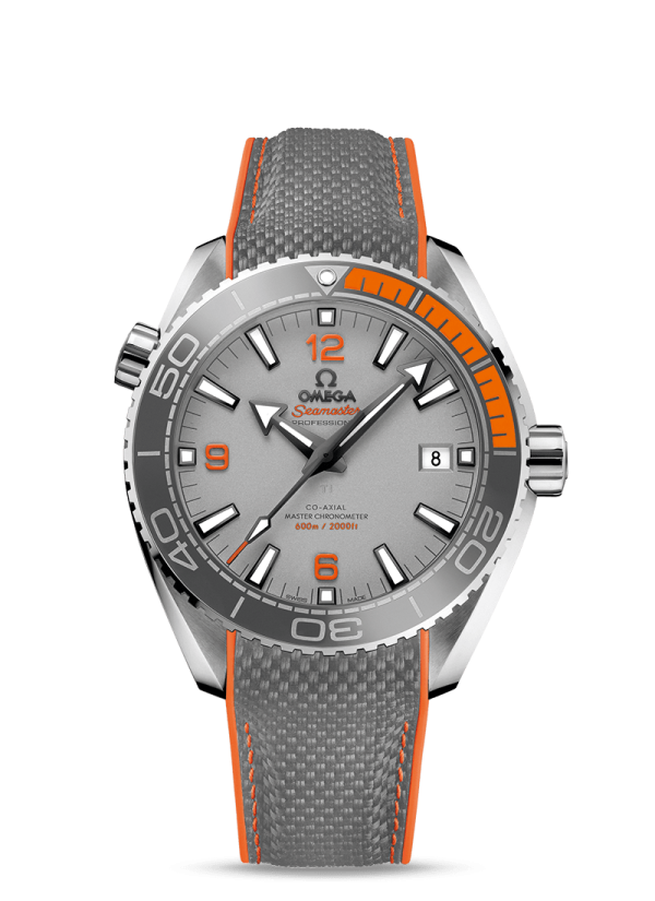 Omega Planet Ocean 600M CoAxial Master Chronometer Grey Orange Strap 43.5mm