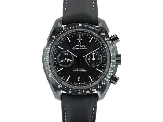 Omega SpeedMaster Dark Side of the Moon CoAxial Chronometer Chronograph Black Leather Strap 44.25 mm