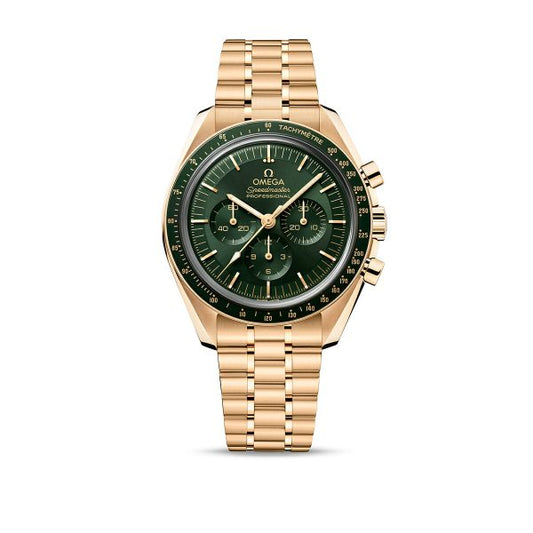 Omega Speedmaster Moonwatch Professional CoAxial Master Chronometer Pink Gold Green Dial 42 mm