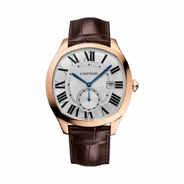 Cartier Drive Automatic Rose Gold Brown Leather Strap Dial Men's Watch 41mm