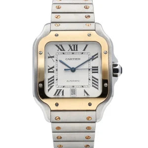 Cartier Santos Watch 40mm Two Tone Yellow Gold White Dial