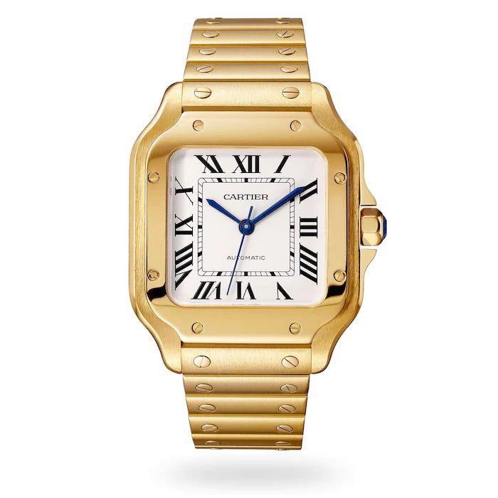 Cartier Santos Watch 40mm Yellow Gold White Dial