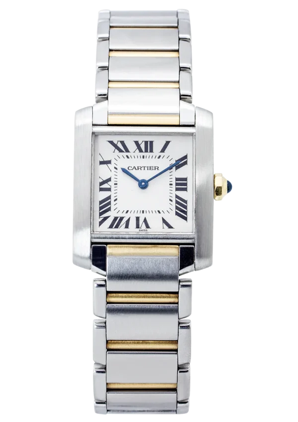 Cartier Tank Franchise Watch 33mm Steel White Dial