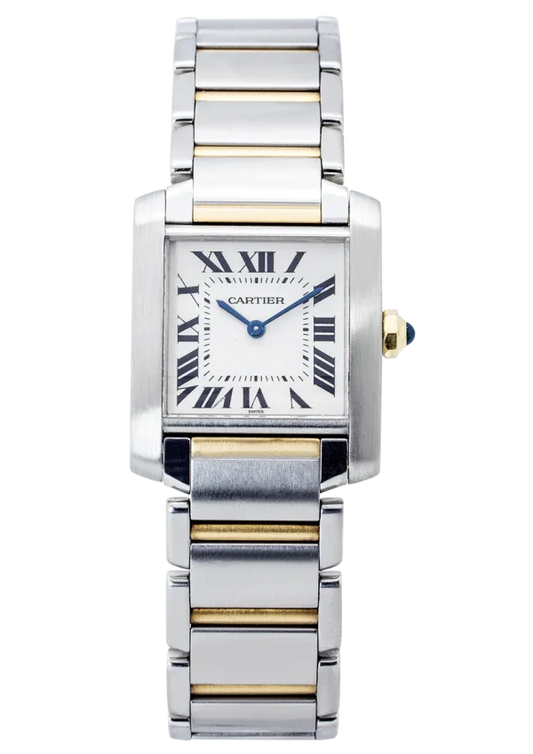 Cartier Tank Franchise Watch 33mm Steel White Dial