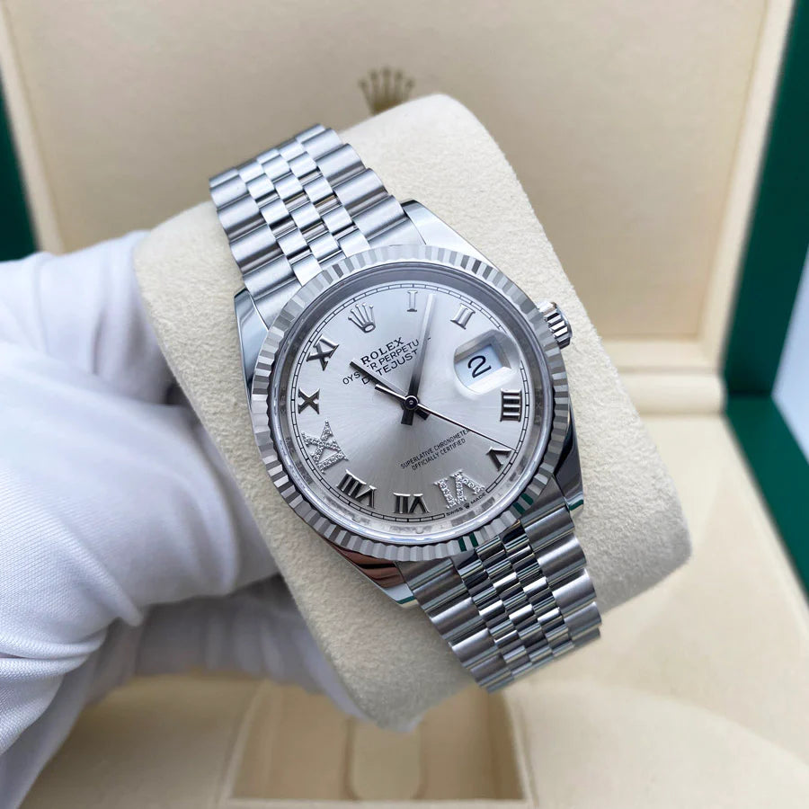 Rolex Datejust Steel  Silver IV Diamonds Dial Jubilee 36MM