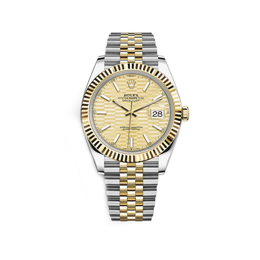 Rolex Datejust Two Tone Champagne Motif Dial Jubilee