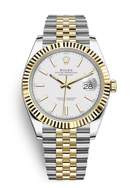 Rolex Datejust Two Tone Yellow Gold White Dial Jubilee