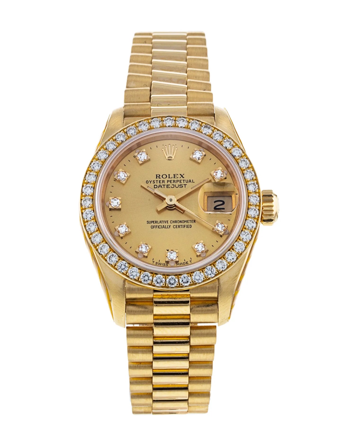 Rolex Datejust Yellow Gold With Diamonds Set Bezel President 31MM