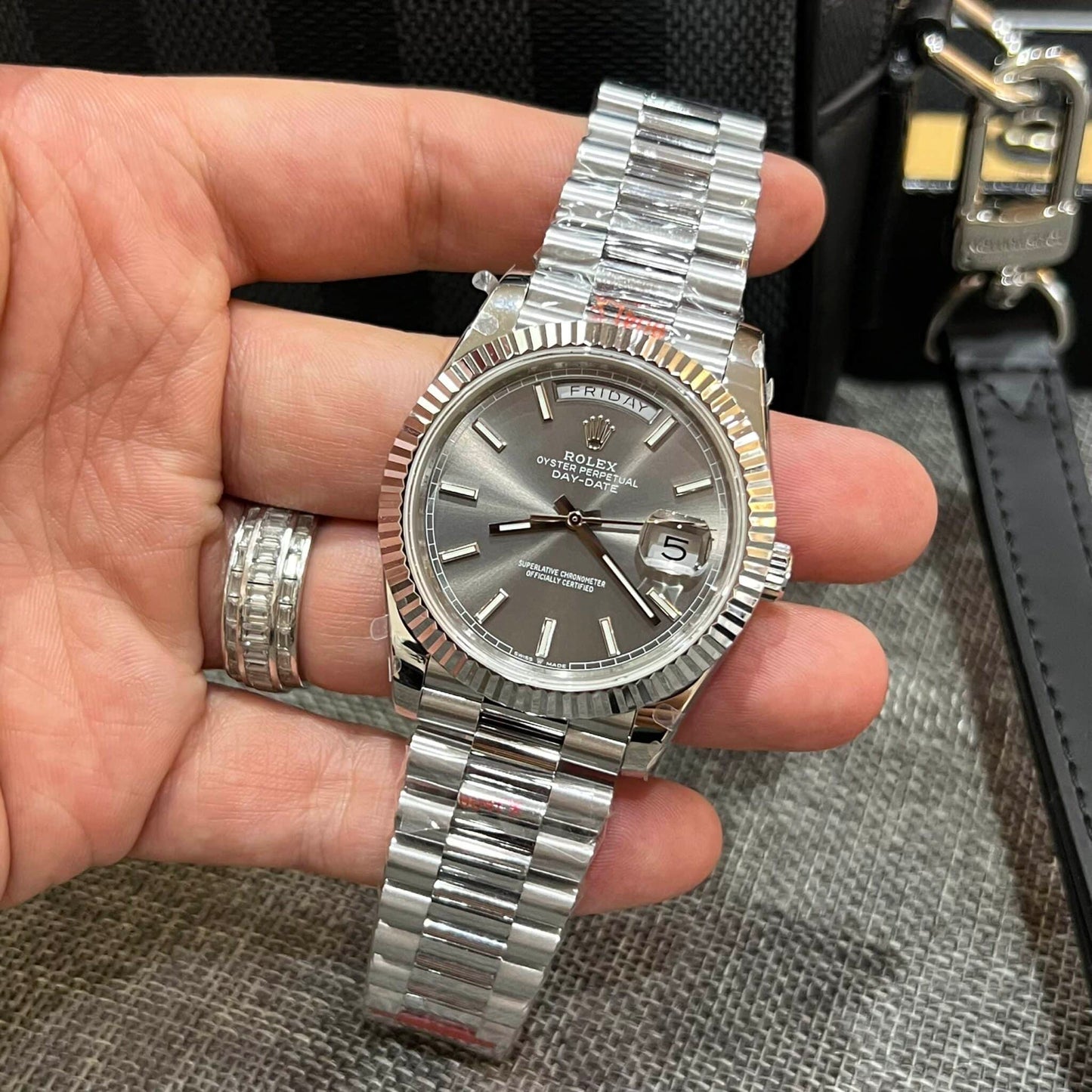 Rolex Day-Date Steel Dark Rhodium Dial President