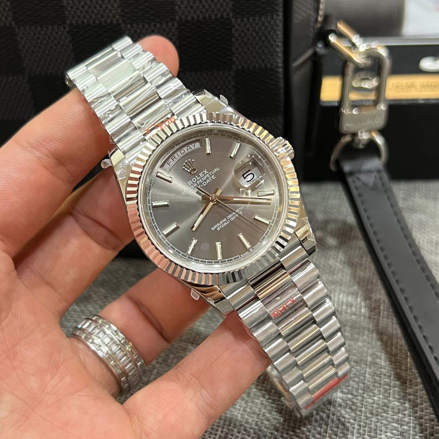 Rolex Day-Date Steel Dark Rhodium Dial President