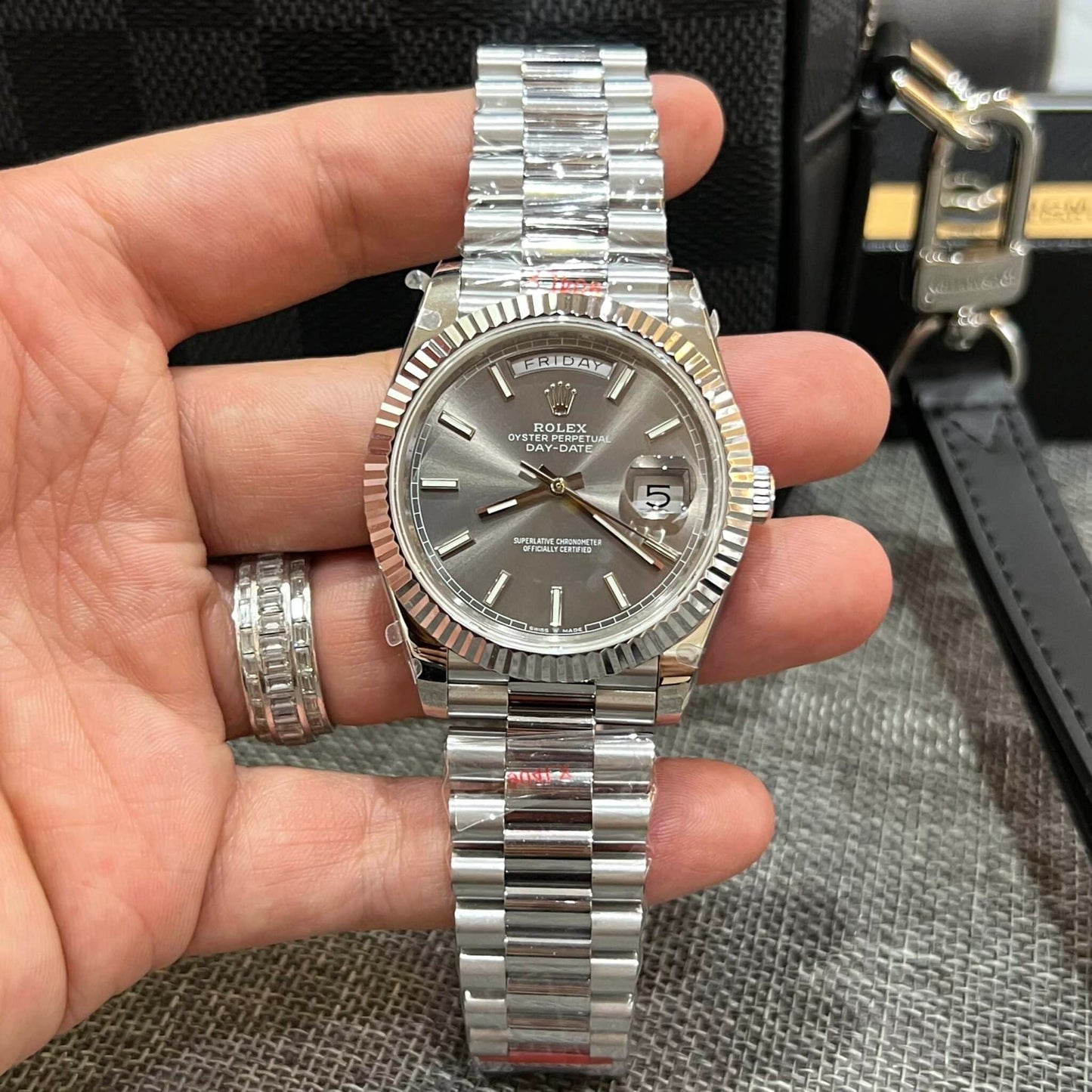 Rolex Day-Date Steel Dark Rhodium Dial President