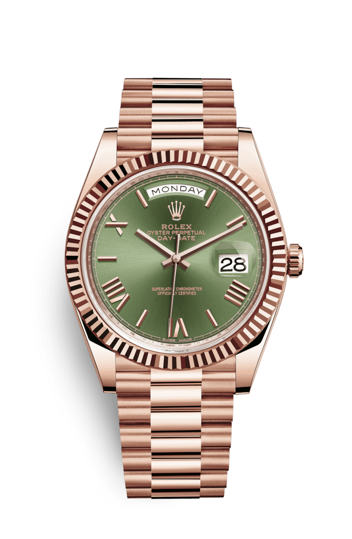 Rolex Day-Date Olive Green Roman Dial Everose Gold President