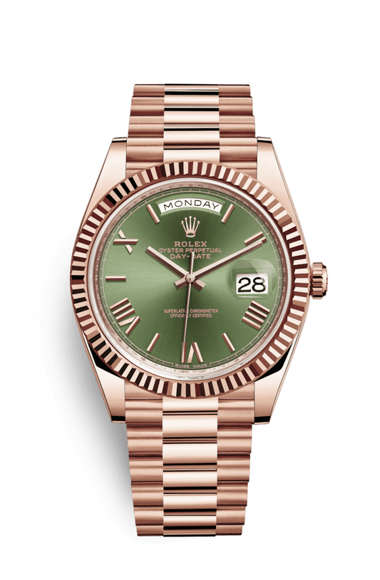 Rolex Day-Date Olive Green Roman Dial Everose Gold President