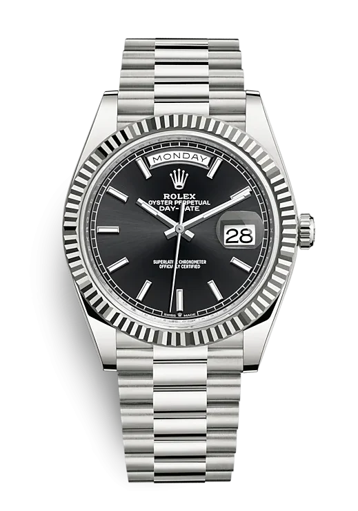 Rolex Day-Date Steel Black Dial President 