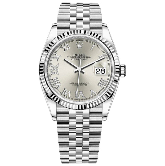 Rolex Datejust Steel  Silver IV Diamonds Dial Jubilee 36MM