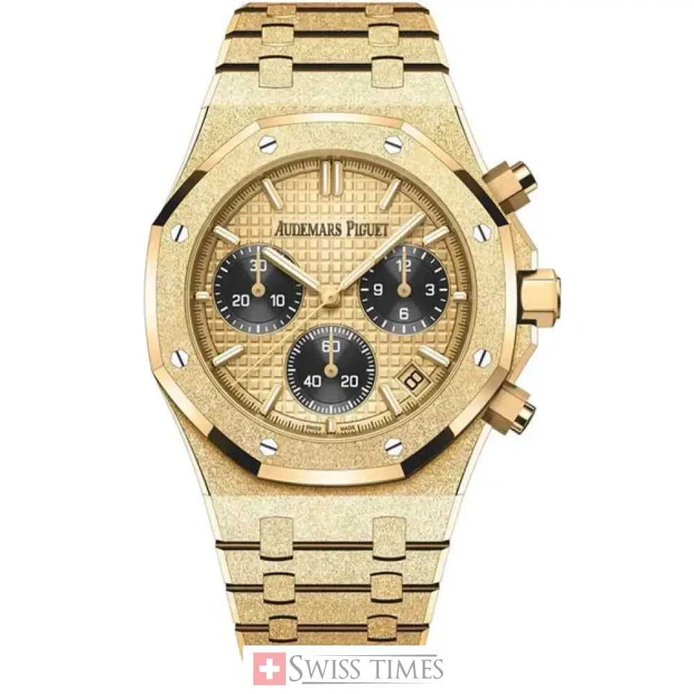 Audemars Piguet Royal Oak Chronograph Frosted Yellow Gold Black Subdials