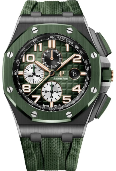 Audemars Piguet Royal Oak Offshore Selfwinding Chronograph Black Ceramic 44mm Green Dial Ceramic Bezel