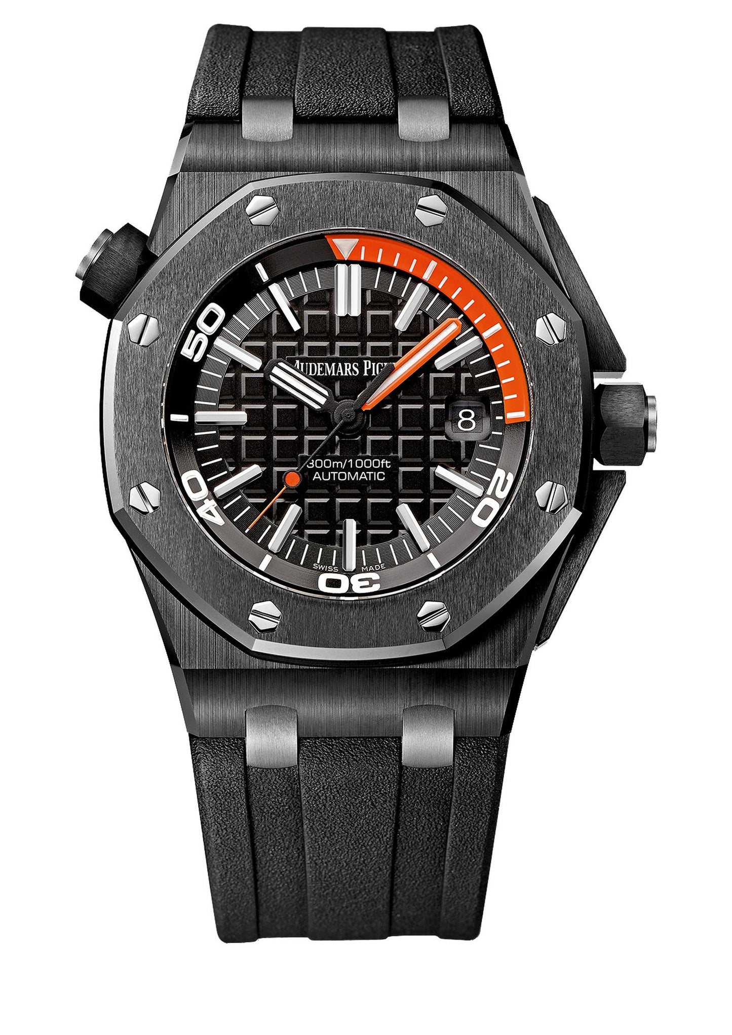 Audemars Piguet Royal Oak Offshore Diver Black Dial Orange Black Rubber Men's Watch
