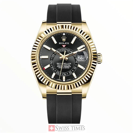 Black Dial Yellow Gold With Rubber