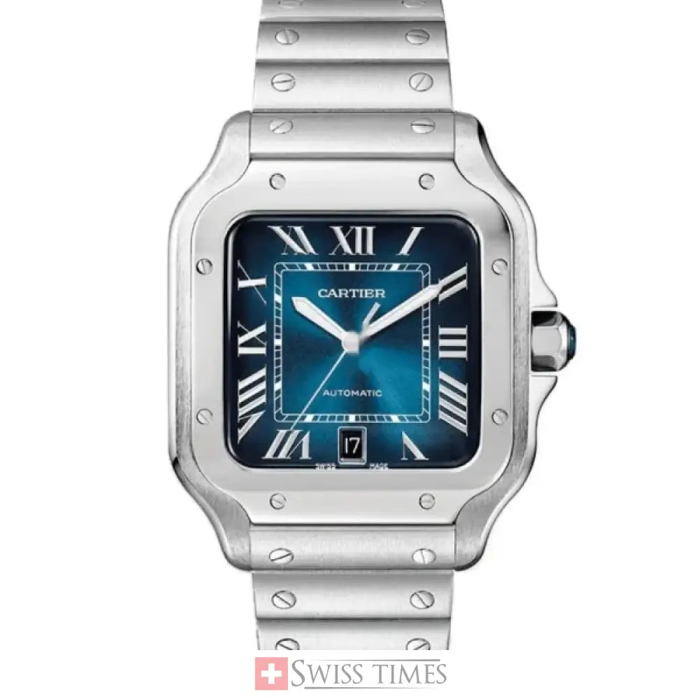 Cartier Santos Watch 40mm Steel Blue Dial