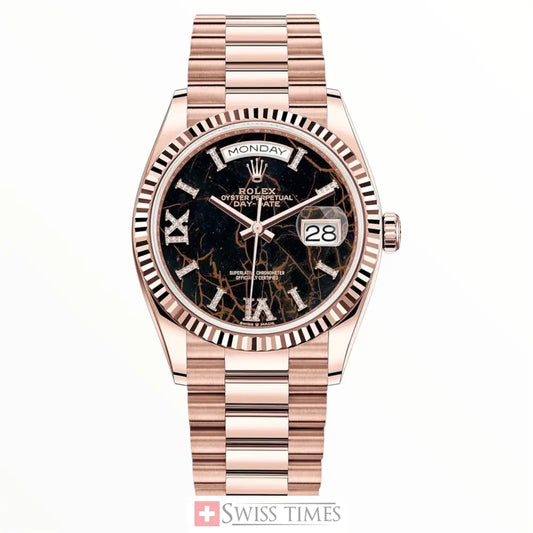 D-Date 36 Everose Gold Eisenkiesel Roman Diamond Dial