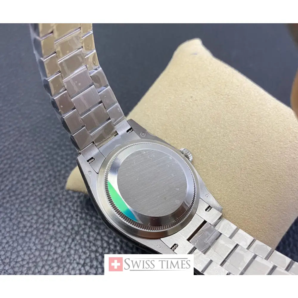 D-Date 36 President White Gold Blue Baguette Dial