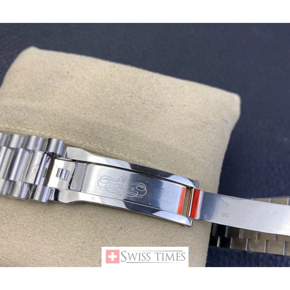 D-Date 36 President White Gold Blue Baguette Dial