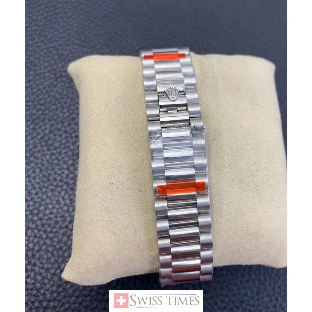 D-Date 36 President White Gold Blue Baguette Dial