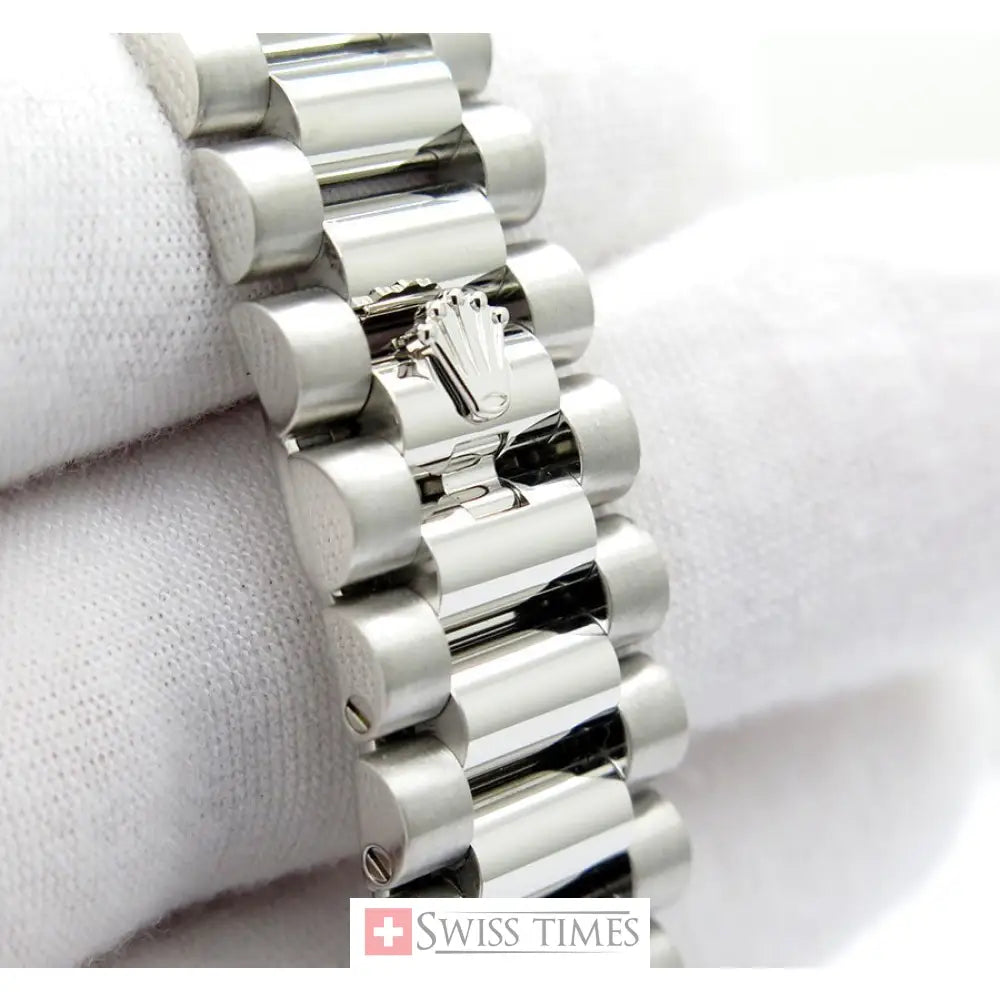 D-Date 36mm President Platinum Watch Ice Blue Roman Dial