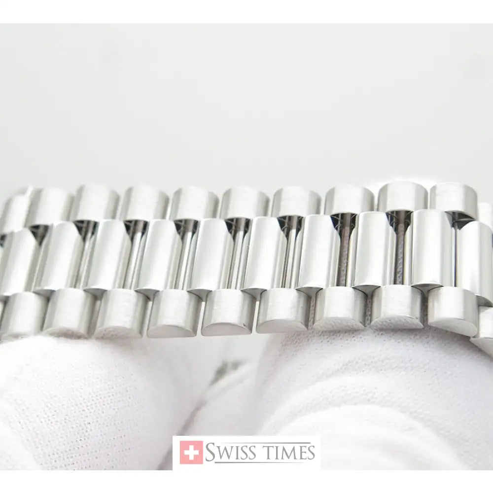 D-Date 36mm President Platinum Watch Ice Blue Roman Dial