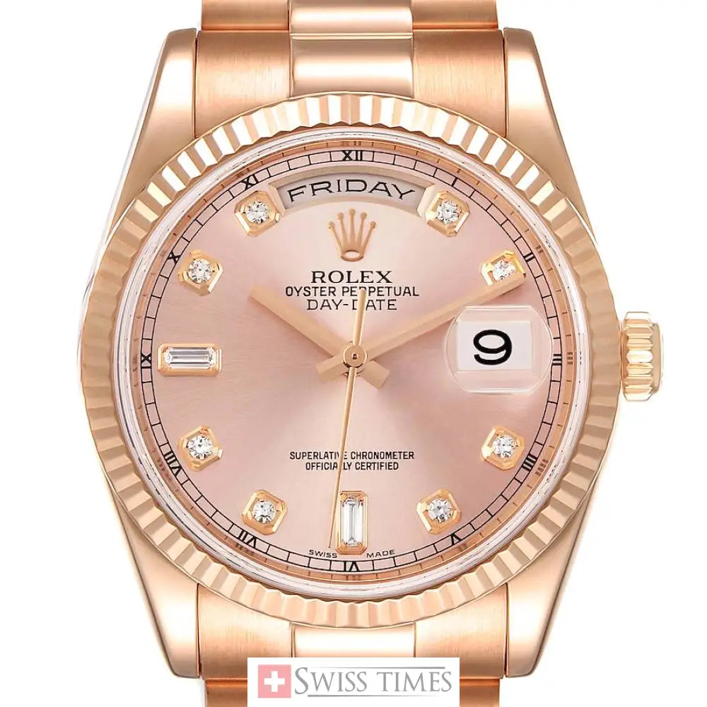 D-Date 36mm Rose Gold President Baguette Dial