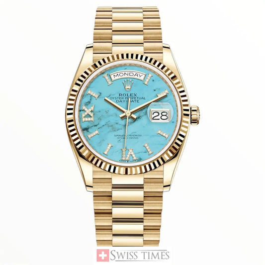 D-Date 36mm Yellow Gold President Turquoise Dial