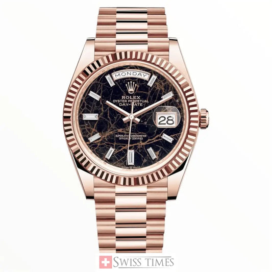 D-Date Chocolate Marble Dial Everose Gold President