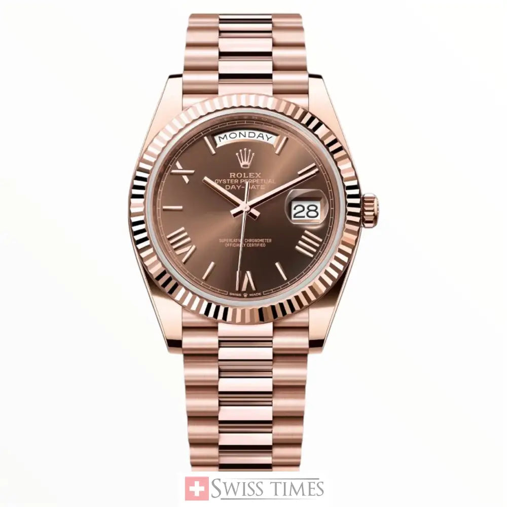 D-Date Chocolate Roman Dial Everose Gold President