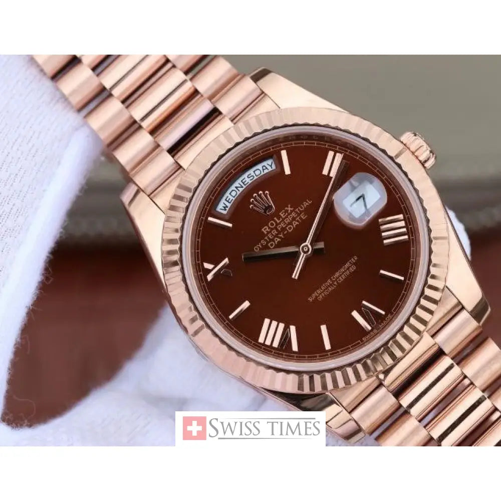 D-Date Chocolate Roman Dial Everose Gold President