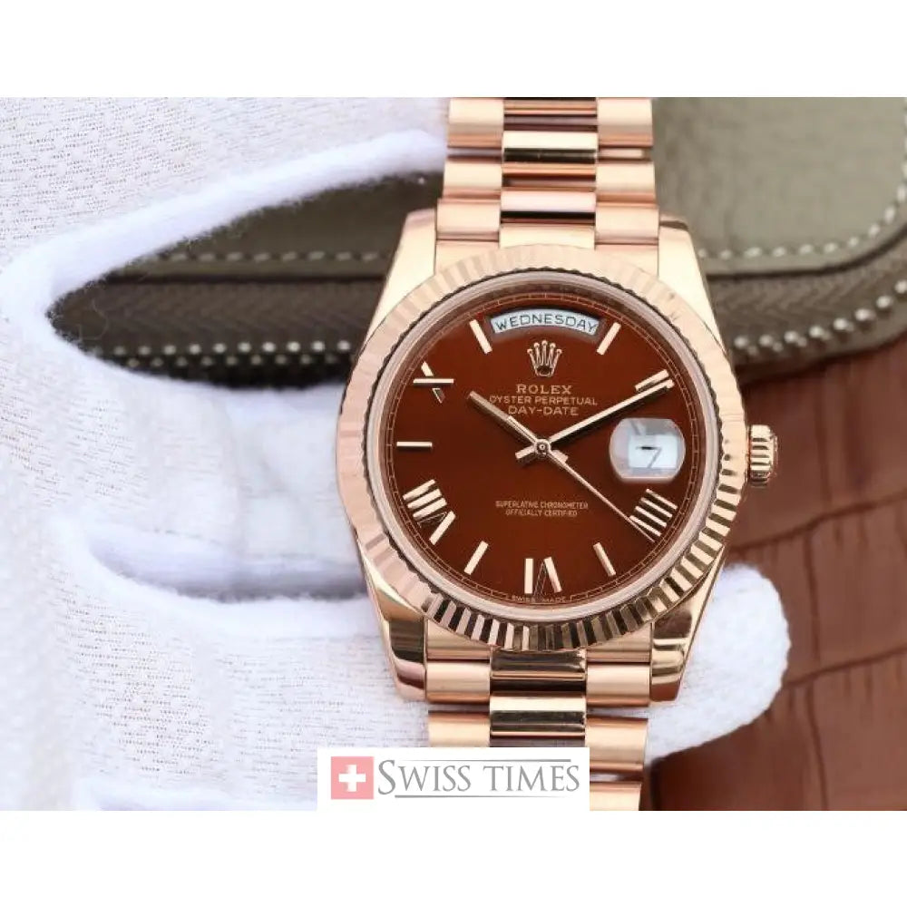 D-Date Chocolate Roman Dial Everose Gold President