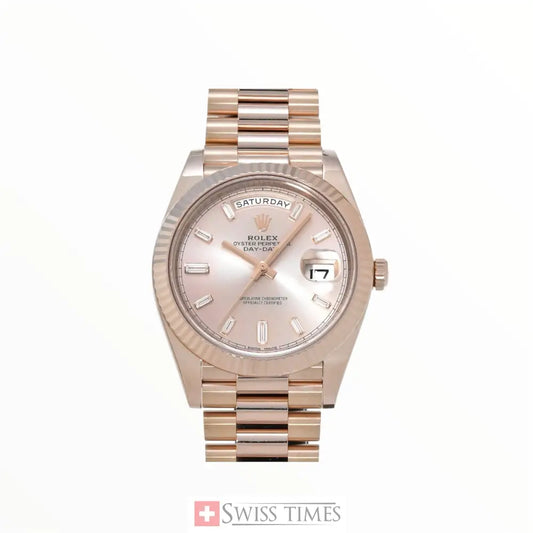 D-Date Everose Gold Sundust Dial Baguette 41mm
