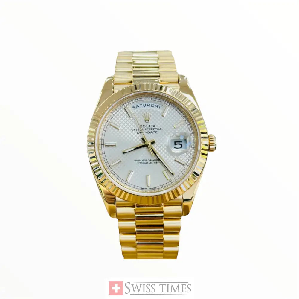 D-Date Yellow Gold White Diagonal Dial President