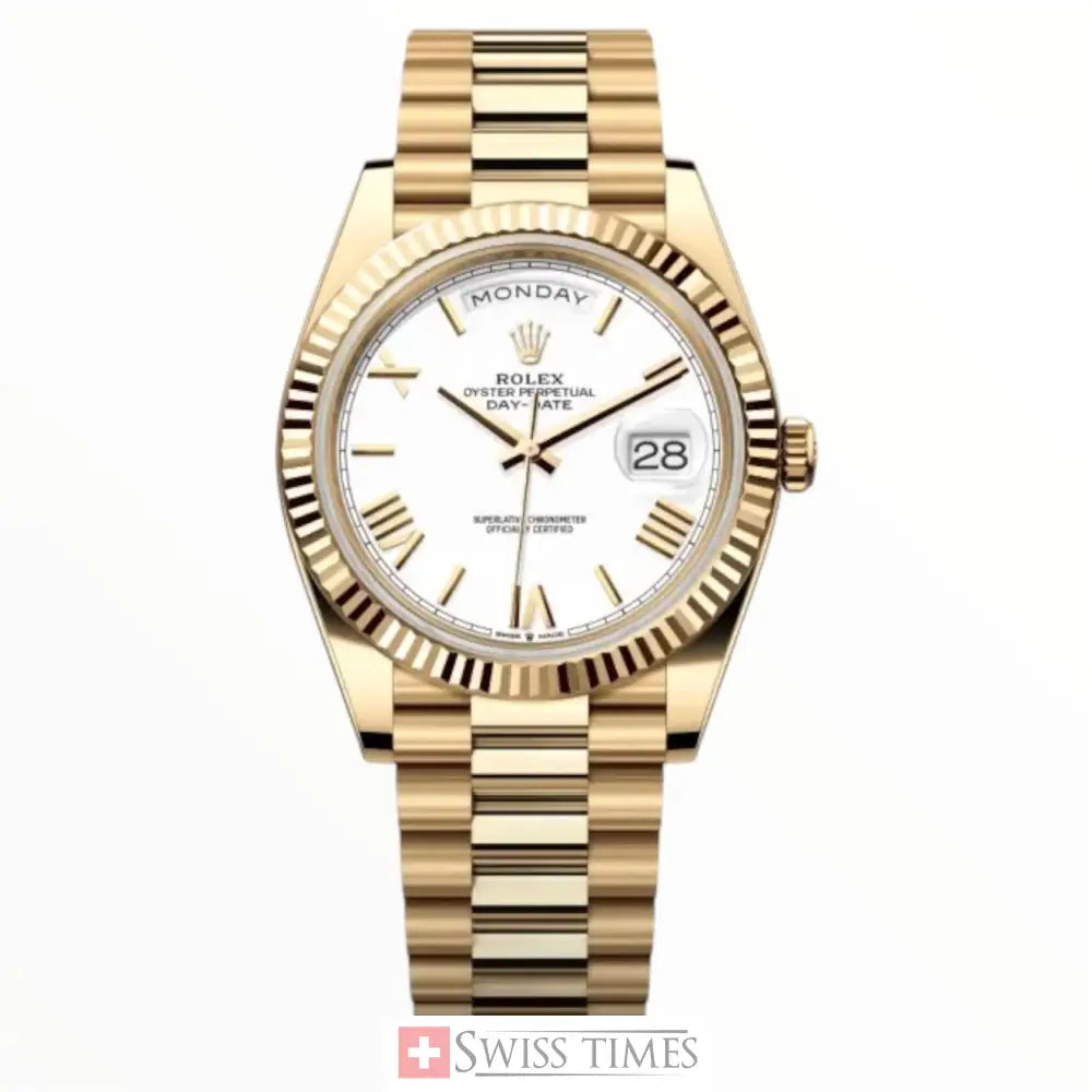 D-Date Yellow Gold White Roman Dial President